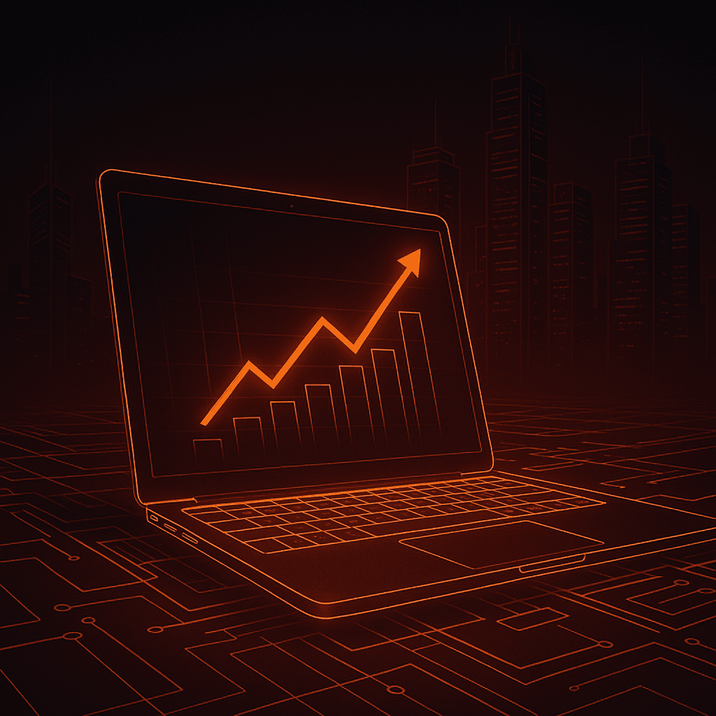 Notebook exibindo um site de alta conversão